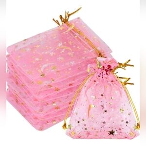 20pcs Pink and Gold Organza Gift Bags